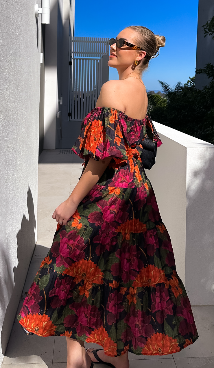Paige Maxi Dress - Black Floral