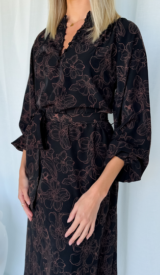 Leona Maxi Dress - Black Floral