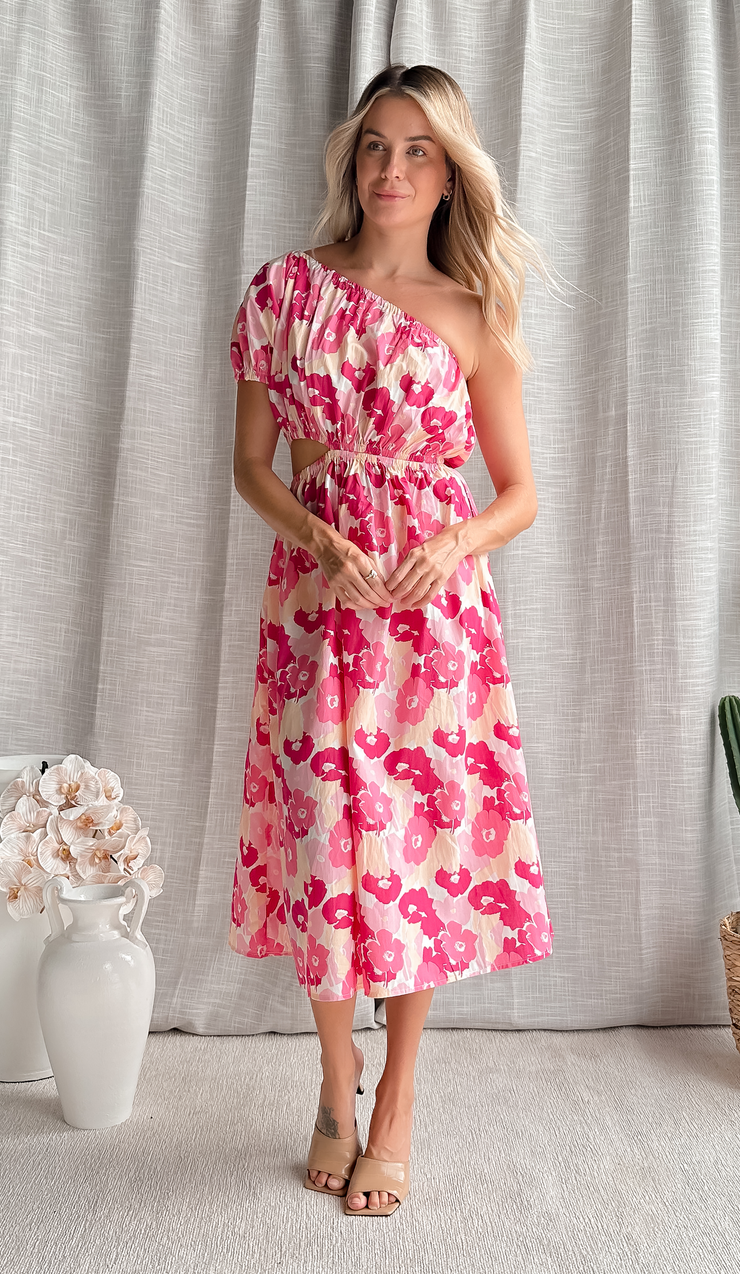 Brianna Midi Dress - Pink Floral